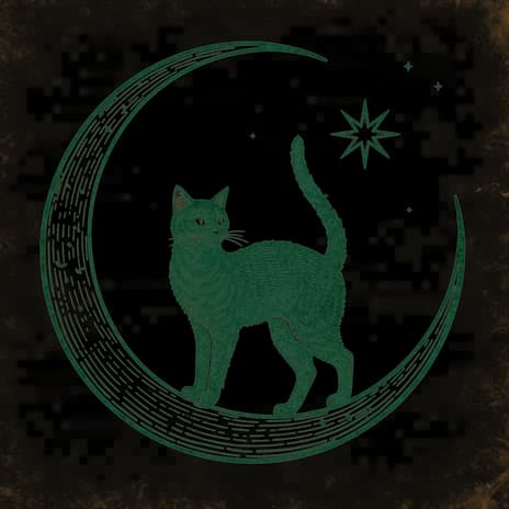 An engraved almanac emblem for dreaming of Black Cat