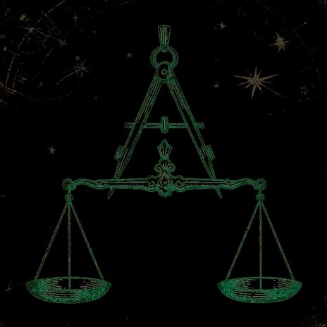 An engraved almanac emblem for the angel number 2222